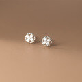 wholesale S925 Sterling Silver Diamond-Inlaid Mini Round Cross Flower Floral Round Stud Earrings Accessory M02153-0-3