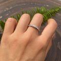 S925 Silver Gold-Plated 25*5mm Rectangular Moissanite Crossover Stacking Ring-0-2