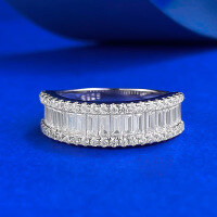 wholesale S925 Silver Full Diamond Thin Stacked Double Row Gear Knuckle Ring in Minimalist Niche Ins Retro Style for Women-R177 White No. 6