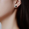 wholesale S925 Sterling Silver European and American INS-style Women's Earrings with Emerald Zircon Inlay, Elegant and Design-inspired Female Accessories for Wholesale-0-1