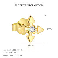 wholesale S925 Sterling Silver Minimalist Zircon Earrings For Women, French-inspired Light Luxury Fashion, Unique European Design-E5171-Gold/Pair 925 Silver
