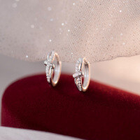 wholesale S925 Sterling Silver Fresh and Sweet Ins Style Niche Design Personalized Diamond-Studded Intersecting Ear Clasp M06031-S925 silver pair 925 silver