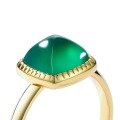 wholesale S925 silver new Korean and Japanese minimalist style women's ring, simple and fashionable elegant open-end green agate ring from the source manufacturer-0-3