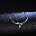Sterling Silver 01ct Moissanite Bow Pendant Necklace-0-1