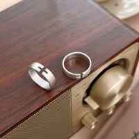 wholesale S925 Sterling Silver Openwork Cross Adjustable Ring Unisex Korean Matte Silver Vintage Minimalist Band-Adjustable opening