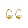 wholesale 925 Sterling Silver Korean-style Pearl Hollow Ear Hook Minimalist Fashion Niche High-end Drop Earrings Women Shell Pearl Earrings-0-4