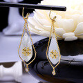 wholesale 925 Sterling Silver Leaf Shell Earrings for Women, One Pair with Tassel, Personalized White Stud Earrings-0-2