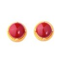 wholesale Gold-plated 925 Sterling Silver Minimalist High-end Earrings with Inlaid Semi-circular South Red Agate Earrings for Women-0-4