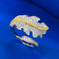 wholesale 925 Silver New Luxury Full-Diamond European-American Leaf Open Ring for Cross-Border Ins Style-0-2
