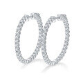 wholesale S925 Sterling Silver New European and American Hoop Earrings for Women with High-End Moissanite Studs-0-0