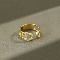 wholesale S925 Sterling Silver JT278 Korean-style Minimalist Diamond Micro-Paved Pin Paperclip Tail Knuckle Ring for Women-Platinum [No. 6/Adjustable] Opening adjustable