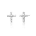 wholesale S925 Sterling Silver Micro-Inlaid Zircon Cross Stud Earrings Fashion Commuting Minimalist Niche Design Earrings Cross-Border-0-4