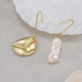 wholesale 14K gold and S925 sterling silver earrings with irregular geometric pendants-0-3