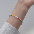 wholesale S925 silver colorful bracelet Korean version small fresh sweet girlish heart colored bead cloud pattern jewelry S4841-0-2