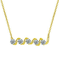 Sterling Silver Moissanite Spiral Pendant Necklace, Light Luxury Minimalist Cross-border Wholesale.-Spiral necklace (gold)  1.5 carat moissanite (5 pieces, 4mm each)