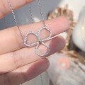 wholesale Stainless Steel Lucky Clover Necklace for Women, Ins Design, Minimalist Diamond-Encrusted Pendant Collarbone Chain, TikTok Live-0-2