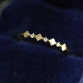 wholesale S925 Sterling Silver French Light Luxury Diamond-Cut Rhombus Spaced Diamond Ring Fashionable and Individualistic Ins Style Stackable Open-End Tail Ring-0-1