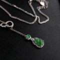 wholesale S925 Sterling Silver Mounted Natural Guatemalan Jadeite Gourd Necklace Live Stream Supply-0-5