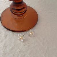 wholesale S925 Sterling Silver Small Flower Swarovski Pearl Ear Studs for Women, New Trendy and Unique High-End Elegant Ear Accessories-Sterling silver