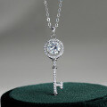 S925 Sterling Silver Moissanite Key Necklace-0-0