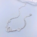 wholesale S925 Sterling Silver Maker's Chinese-style Diamond-encrusted Multi-Fu Character Bracelet for Women, Simple and Unique Design Accessory-0-3