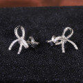wholesale High-quality 9/10/14/18k gold sweet bow stud earrings with lab-grown diamonds-0-1