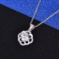 Sterling Silver Moissanite Four-Leaf Clover Pendant Necklace-0-1