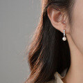 wholesale S925 Sterling Silver Inlaid Synthetic Pearl Earrings, Ins Style High-end Elegant Women's Ear Accessories M04603-0-3