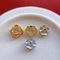 wholesale Gold-plated 925 ancient silver fittings inlaid with albite jade ruyi, plum blossom, lotus spacer beads, back cloud, and plaque diy crystal bracelet-1# one