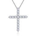 wholesale 925 silver plated with 18k gold, 30mm D-color round moissanite cross necklace that passes diamond tester, same as hip-hop rappers wear-0-0
