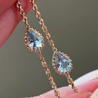 wholesale S925 Sterling Silver Red Elk Full Body Simple Style Feng Shui Drop Aqua Blue Zirconium Rough Rope Niche Luxury Textured Versatile-BS0073-Gold 925 Silver