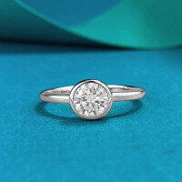 wholesale 925 Silver White Gold 6mm Round Diamond Polished Ring for Women, Versatile Daily Wear European and American Cross-Border Style-R1457 White Diamond White No. 8