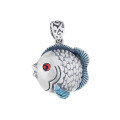 wholesale S925 Sterling Silver Retro Vintage Matte Cute Pouting Fish Pendant Ethnic Style "Year After Year Abundance" Pendant Accessory-0-6