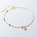 wholesale S925 Sterling Silver Gold-Plated Heart Ballpoint Ankle Chain, High-End Ankle Jewelry for Women, S6397-0-3