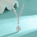 wholesale S925 Sterling Silver New Sunflower Moissanite Necklace, Elegant and Fashionable High-End Sense Collarbone Chain for Cross-Border Export-0-0