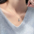 wholesale S925 silver Nalan fresh sweet ins style design blue transparent oval pendant necklace Y01792-0-1