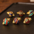 wholesale Metal material Nepalese new Tibetan ethnic style spacer bead lucky bead handicraft DIY beading vintage accessory-0-3