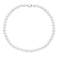 Metal Freshwater Pearl Necklace, Mother's Day Gift-Pearl Necklace with Clasp: Pearls 6-7mm - Chain Length (45cm)