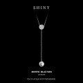 Sterling Silver Balance Beam Pendant Necklace with Pearl and Moissanite-0-4