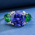 wholesale S925 silver jewelry new radiant cut 10*10 tanzanite ring women-0-0