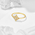 wholesale New 925 Silver Plated 14K Gold White Zircon Japanese Retro Rhombus Ring AHKAH* Same Style-0-1