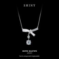 Metal Butterfly Pendant Necklace with Zircon-S925 sterling silver + 1-carat moissanite