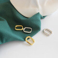 wholesale S925 Sterling Silver Korean-style Retro Oval Hoop Circle Ear Clasp Gold-plated Earrings-0-1