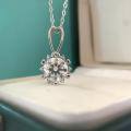 wholesale Platinum-plated S925 sterling silver 1-carat moissanite snowflake necklace for women, trendy internet-famous student diamond pendant-0-0