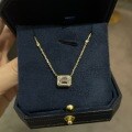 925 Silver Cross-borderIns Style Emerald Cut Moissanite Pendant Necklace-0-0