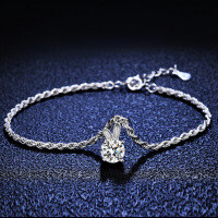925 Silver Moissanite Rabbit Bracelet, Simple Women's Style, Live Factory Direct Sales on TikTok.-carat (set with moissanite)  925 silver