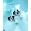 wholesale Sterling Silver Camellia Pearl Earrings Women New Design Light Luxury High-End Floral Ear Studs Small Niche Collection-0-3