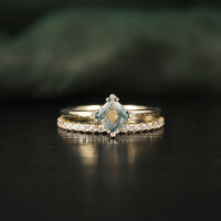 wholesale S925 Sterling Silver Natural Minimalist Aqua Agate Ring Stackable Gemstone Ring Colorfast-Stacking Water Grass Agate Rings  US 10