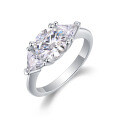 Metal Material Fashion Silver Non-Fading Moissanite Luxury Ring, Custom Processing for Cross-Border Niche Premium Sales-0-8