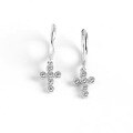 wholesale S925 Sterling Silver Zircon Cross Ear Hoops with Ear Clasps, Fashionable, Minimalist, Trendy, Versatile for Everyday Wear-0-4